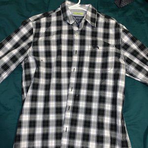 American Rag slim fit black plaid button up
